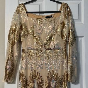 Champagne sequined formal dress